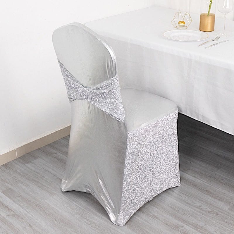 Metallic Shimmer Tinsel Spandex Banquet Chair Cover - Gold