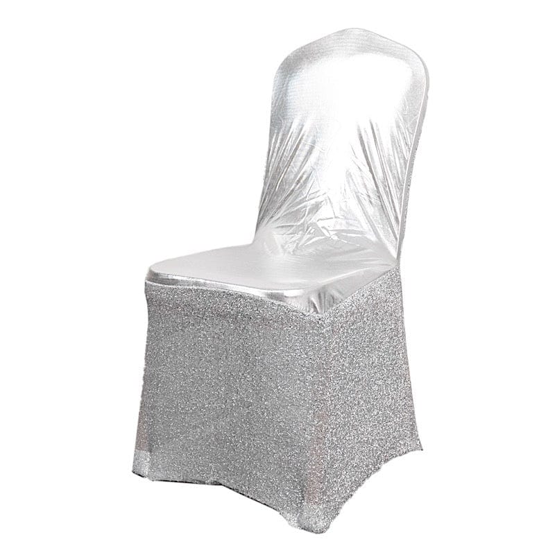 Metallic Shimmer Tinsel Spandex Banquet Chair Cover - Gold CHAIR_2223_SILV