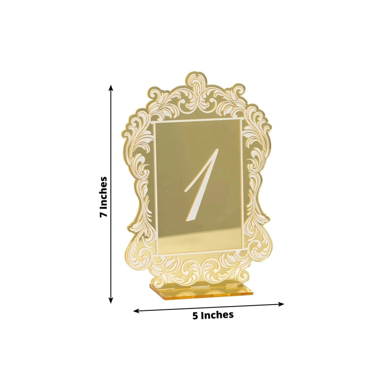 Mirror Arch Acrylic with Baroque Lace Border Table Numbers 1-10