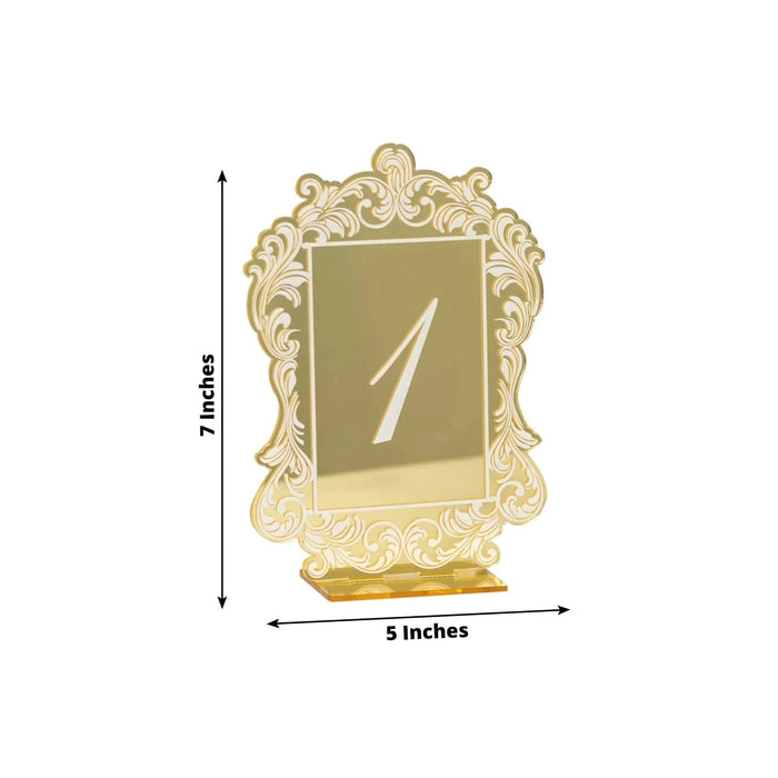 Mirror Arch Acrylic with Baroque Lace Border Table Numbers 1-10