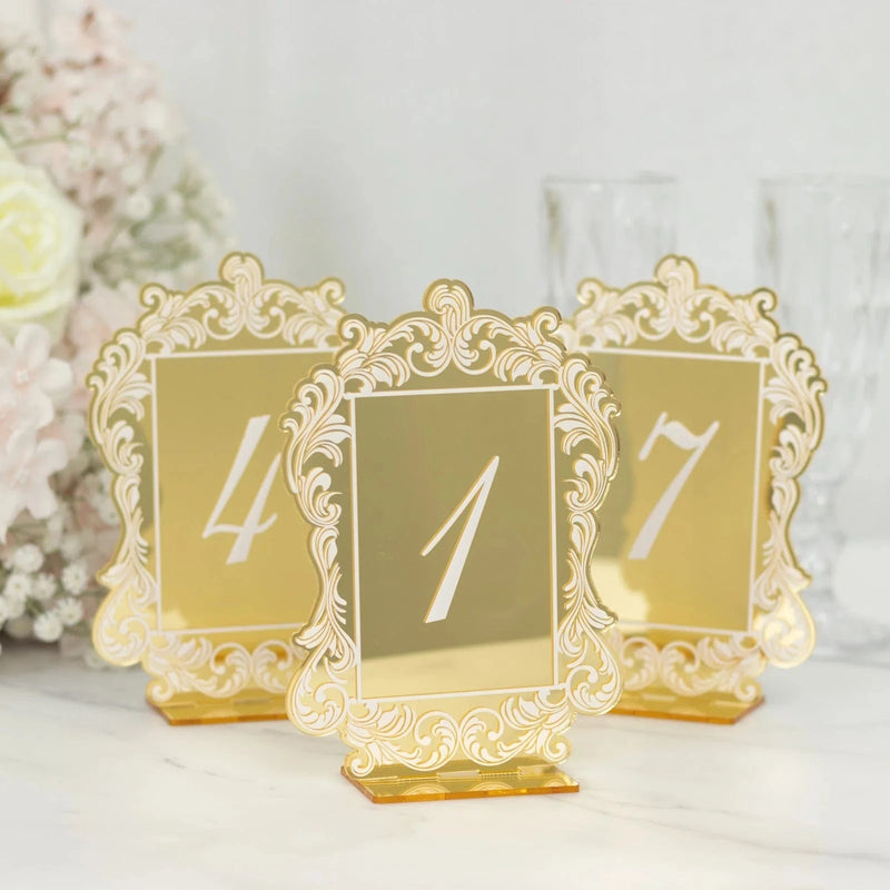 Mirror Arch Acrylic with Baroque Lace Border Table Numbers 1-10