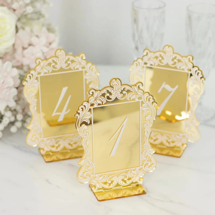 Mirror Arch Acrylic with Baroque Lace Border Table Numbers 1-10