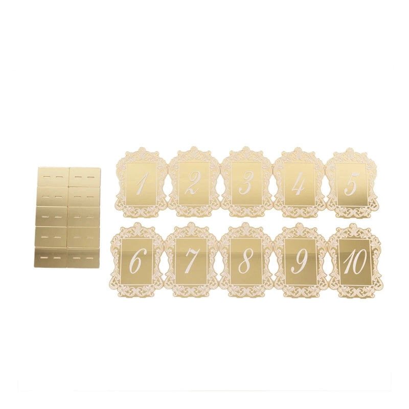 Mirror Arch Acrylic with Baroque Lace Border Table Numbers 1-10 FAV_BOARDTN_ACRY02_5X7_GOLD1