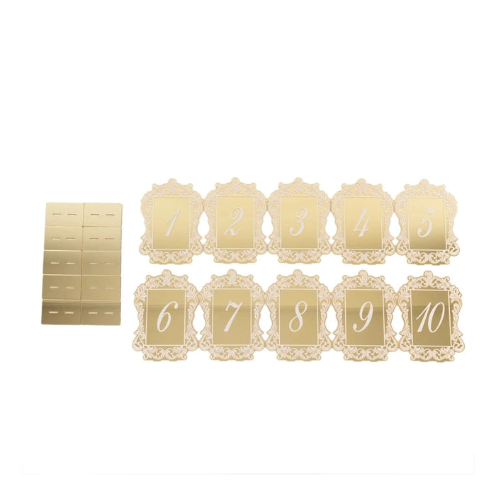 Mirror Arch Acrylic with Baroque Lace Border Table Numbers 1-10 FAV_BOARDTN_ACRY02_5X7_GOLD1