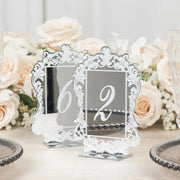 Mirror Arch Acrylic with Baroque Lace Border Table Numbers 1-10 FAV_BOARDTN_ACRY02_5X7_SILV1