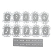 Mirror Arch Acrylic with Baroque Lace Border Table Numbers 1-10 FAV_BOARDTN_ACRY02_5X7_SILV1
