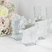 Mirror Arch Acrylic with Baroque Lace Border Table Numbers 1-10 FAV_BOARDTN_ACRY02_5X7_SILV1
