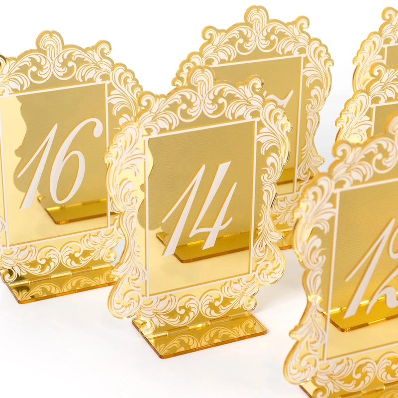 Mirror Arch Acrylic with Baroque Lace Border Table Numbers 11-20