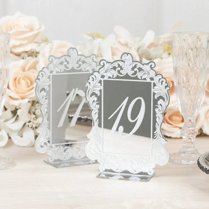 Mirror Arch Acrylic with Baroque Lace Border Table Numbers 11-20