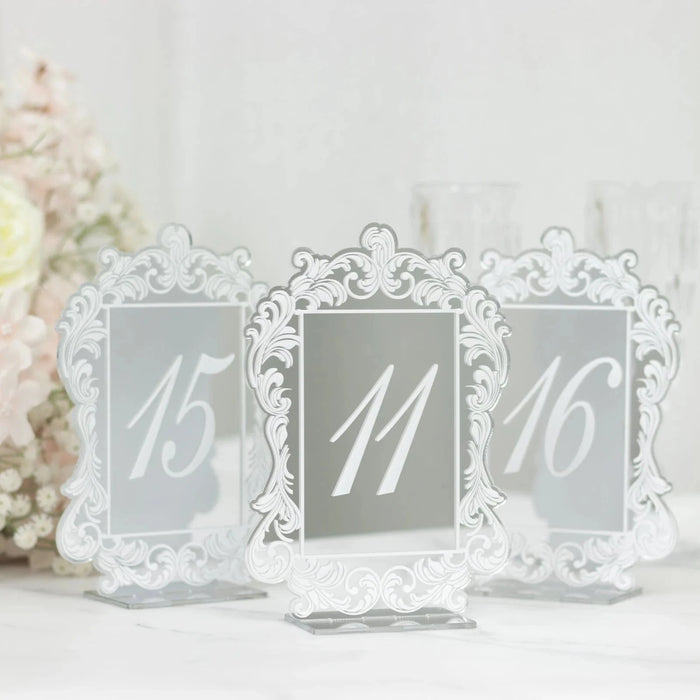 Mirror Arch Acrylic with Baroque Lace Border Table Numbers 11-20