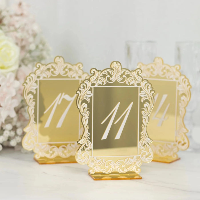 Mirror Arch Acrylic with Baroque Lace Border Table Numbers 11-20