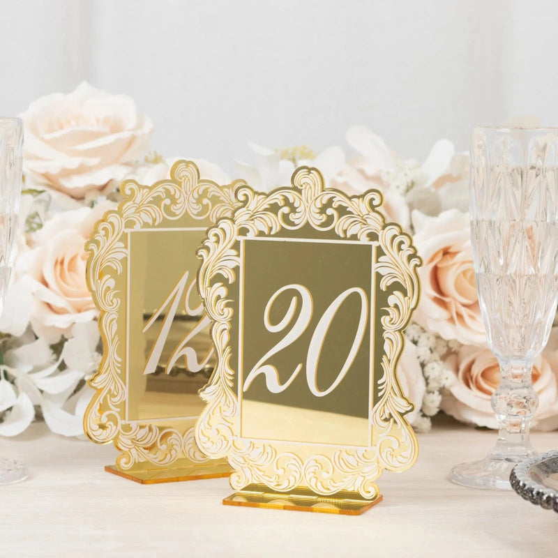 Mirror Arch Acrylic with Baroque Lace Border Table Numbers 11-20