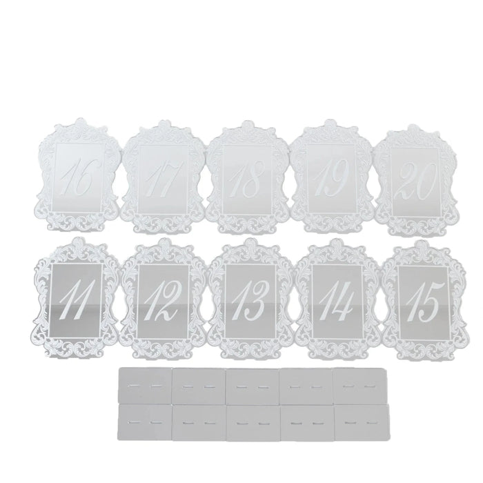 Mirror Arch Acrylic with Baroque Lace Border Table Numbers 11-20 FAV_BOARDTN_ACRY02_5X7_SILV2