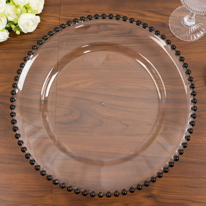 6 pcs 13" Round Beaded Rim Charger Plates
