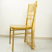 Organza Floral Sequin Embroidered Chair Slipcover - Gold