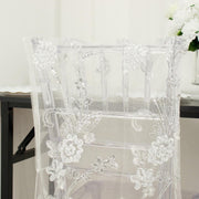 Organza Floral Sequin Embroidered Chair Slipcover - Gold