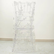 Organza Floral Sequin Embroidered Chair Slipcover - Gold