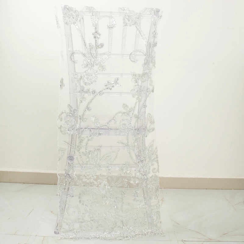 Organza Floral Sequin Embroidered Chair Slipcover - Gold