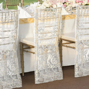 Organza Floral Sequin Embroidered Chair Slipcover - Gold