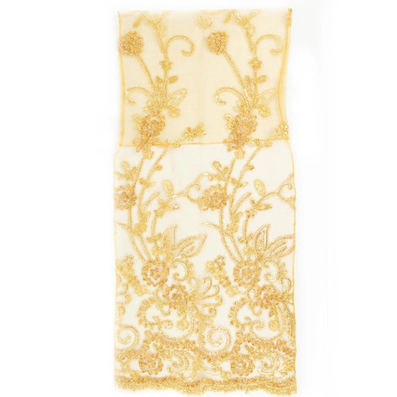 Organza Floral Sequin Embroidered Chair Slipcover - Gold