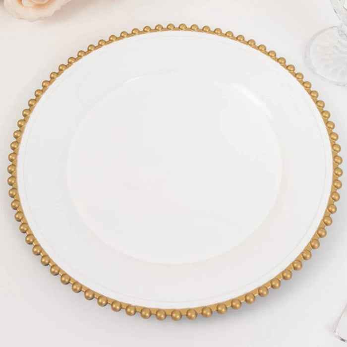 6 pcs 13" Round Beaded Rim Charger Plates