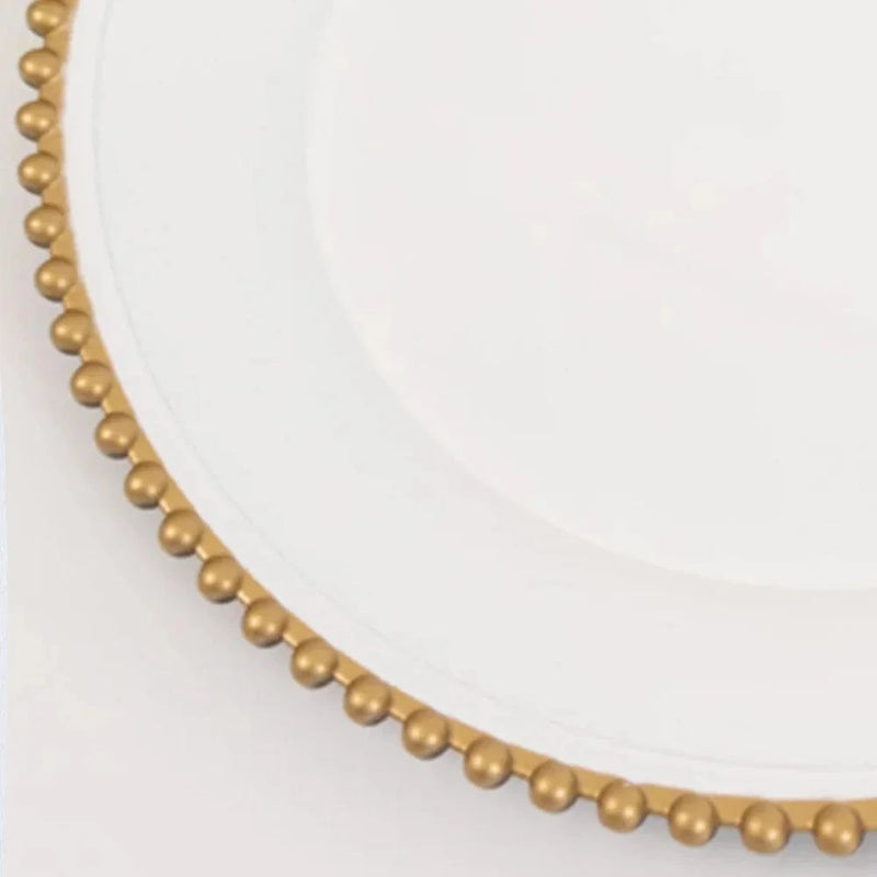 6 pcs 13" Round Beaded Rim Charger Plates