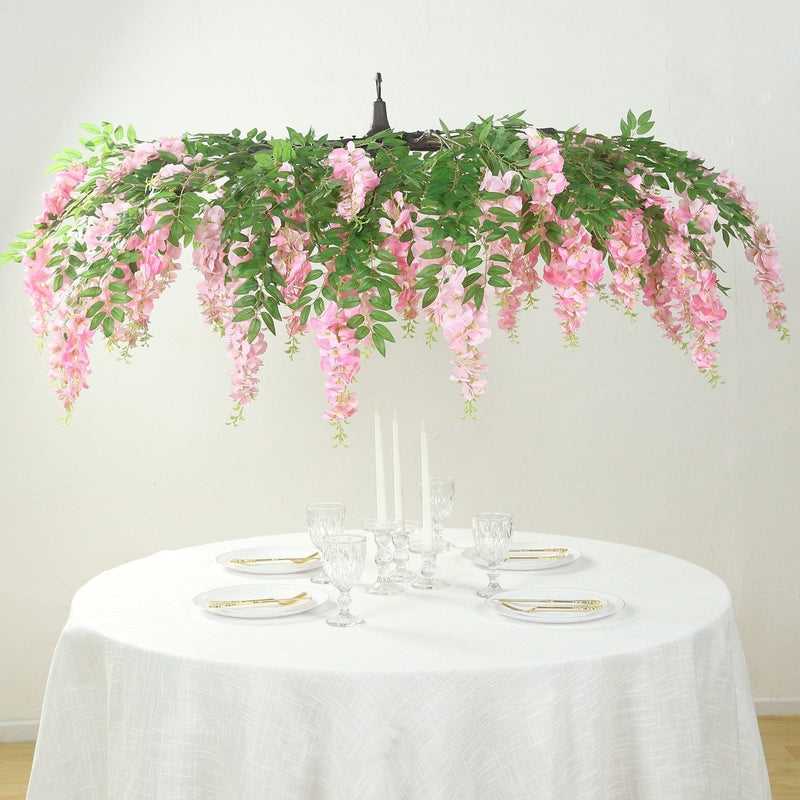 55" Silk Wisteria Vine Hanging Artificial Flower Chandelier