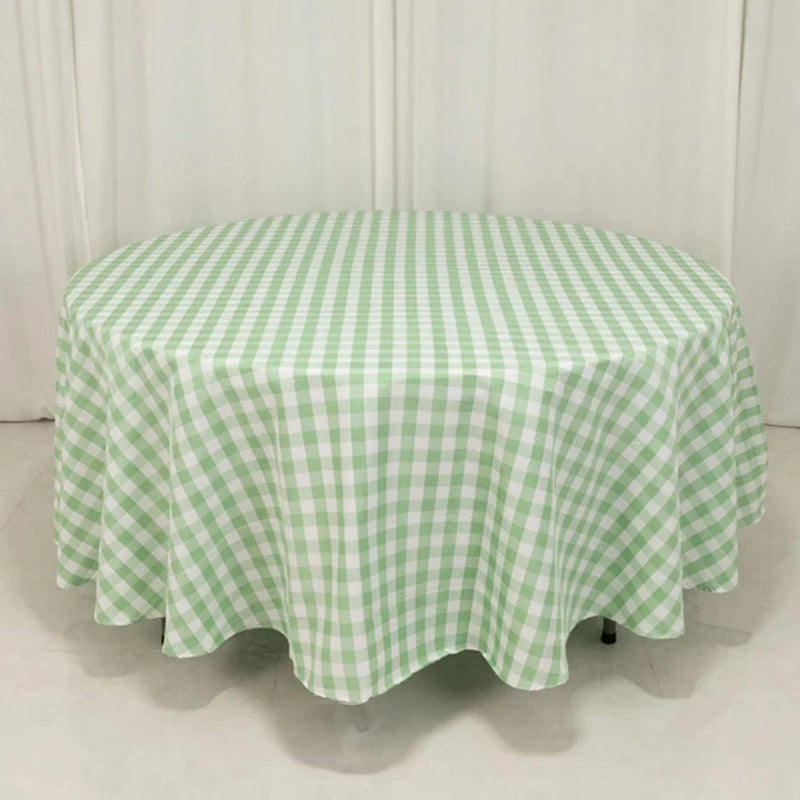 108" Checkered Gingham Polyester Round Tablecloth