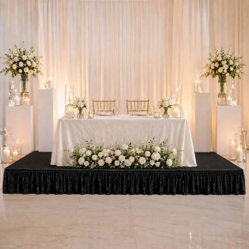 Portable Crushed Velvet Stage Skirt Shirred Pleated Event Platform Cover