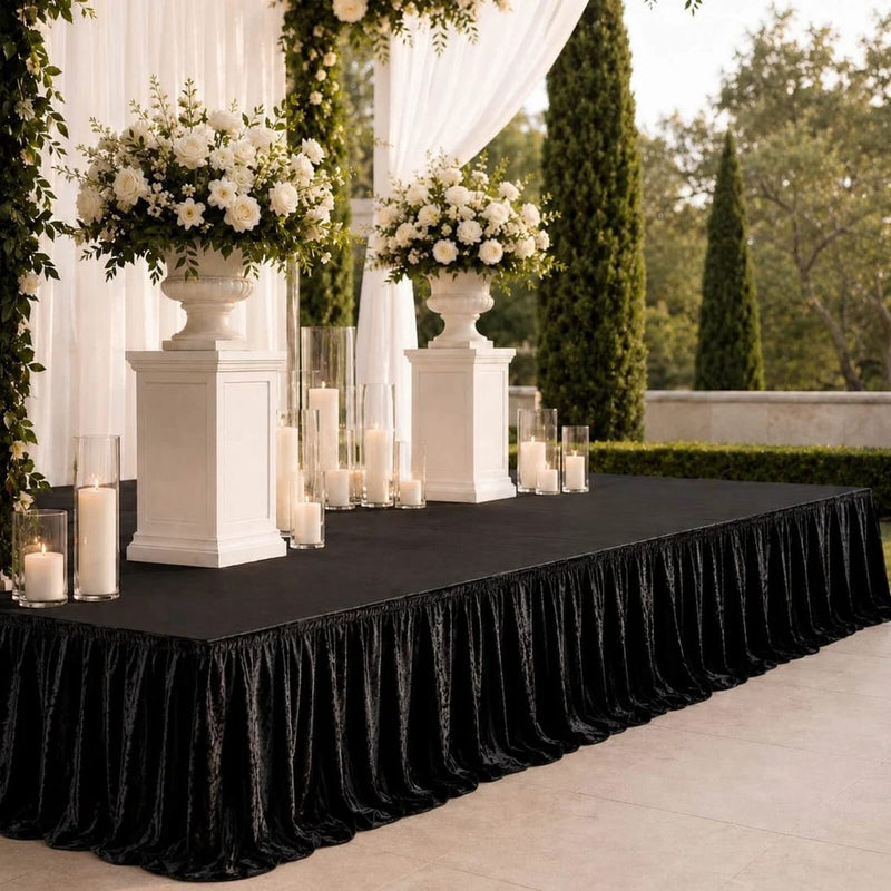 Portable Crushed Velvet Stage Skirt Shirred Pleated Event Platform Cover