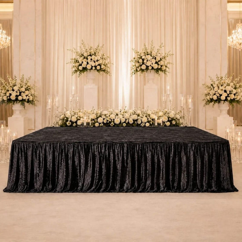 Portable Crushed Velvet Stage Skirt Shirred Pleated Event Platform Cover