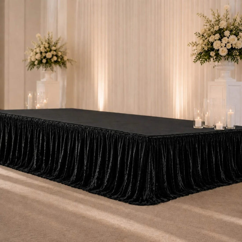 Portable Crushed Velvet Stage Skirt Shirred Pleated Event Platform Cover