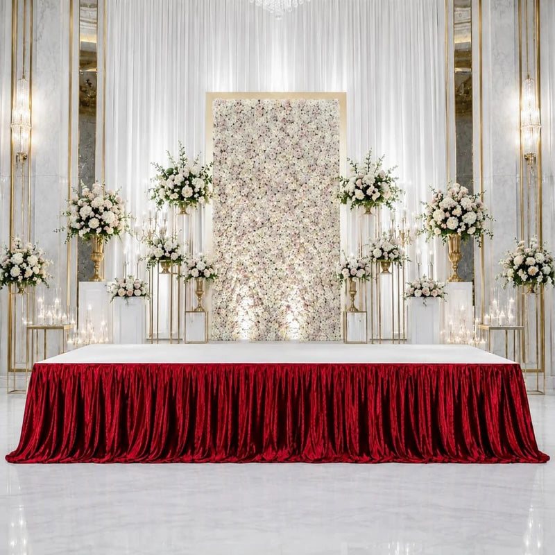 Portable Crushed Velvet Stage Skirt Shirred Pleated Event Platform Cover