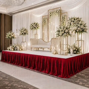 Portable Crushed Velvet Stage Skirt Shirred Pleated Event Platform Cover