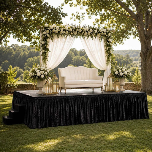 Portable Crushed Velvet Stage Skirt Shirred Pleated Event Platform Cover