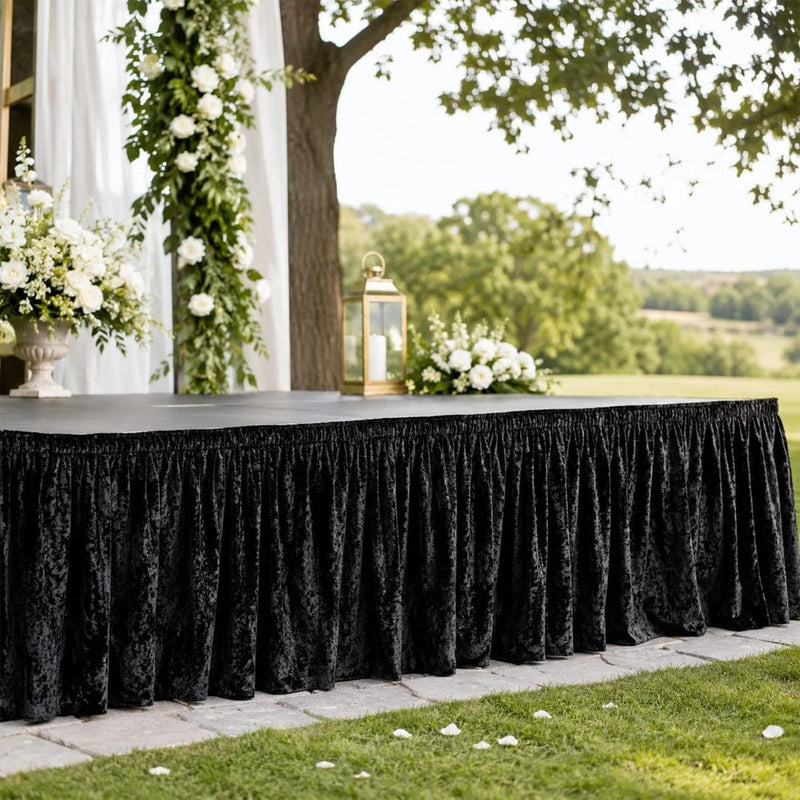 Portable Crushed Velvet Stage Skirt Shirred Pleated Event Platform Cover