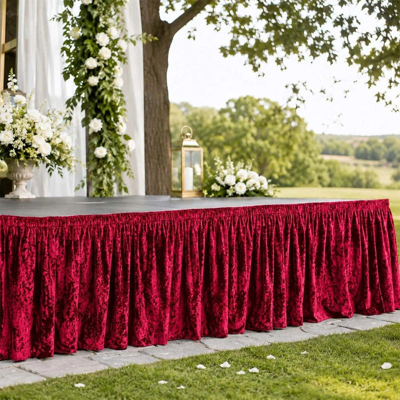 Portable Crushed Velvet Stage Skirt Shirred Pleated Event Platform Cover