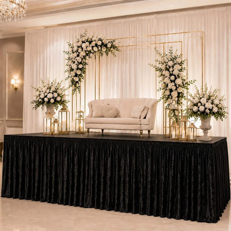 Portable Crushed Velvet Stage Skirt Shirred Pleated Event Platform Cover