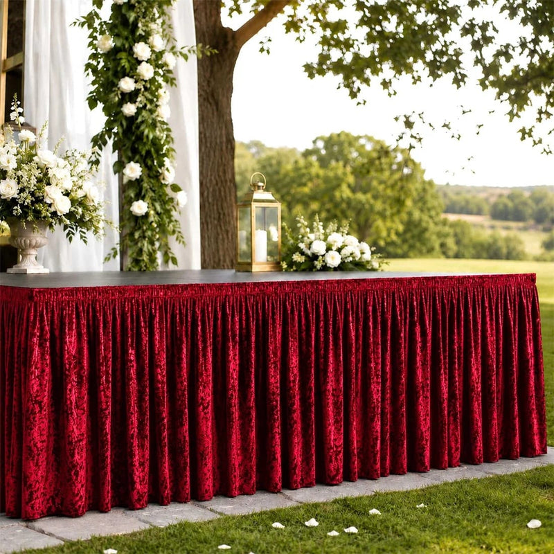 Portable Crushed Velvet Stage Skirt Shirred Pleated Event Platform Cover