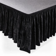 Portable Crushed Velvet Stage Skirt Shirred Pleated Event Platform Cover SKT_VEL01_STG_3620_BLK