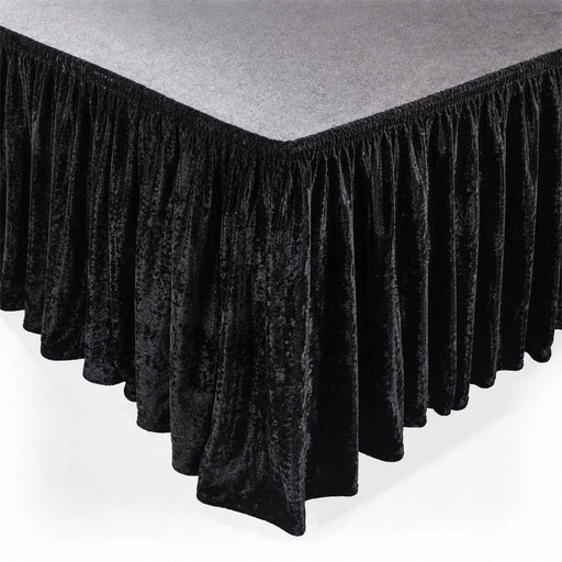 Portable Crushed Velvet Stage Skirt Shirred Pleated Event Platform Cover SKT_VEL01_STG_3620_BLK