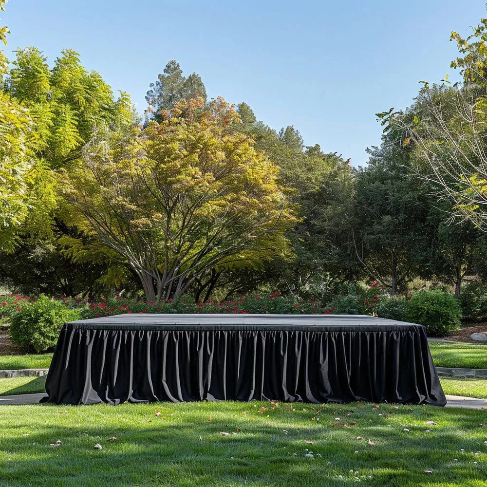 Portable Stage Skirting Polyester Shirred Pleat - Black