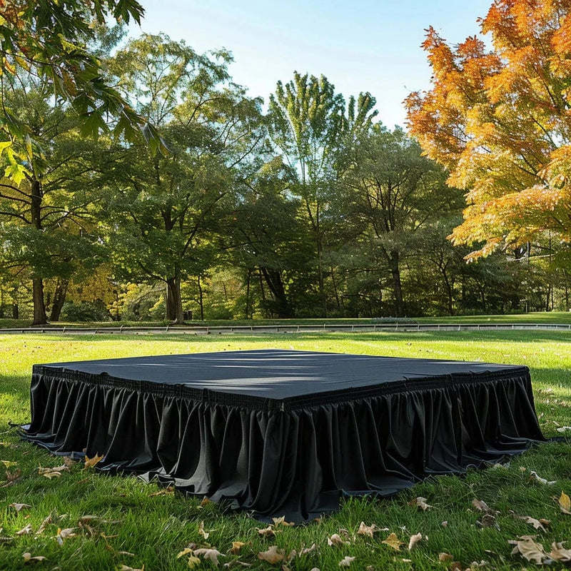 Portable Stage Skirting Polyester Shirred Pleat - Black