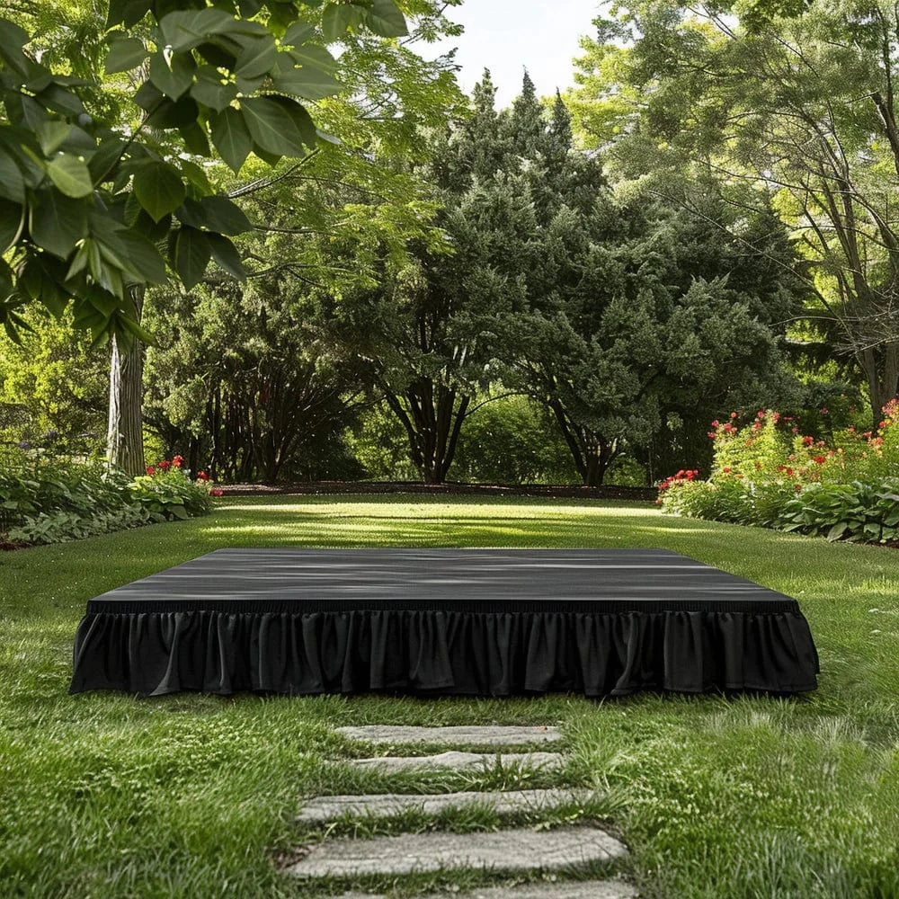 Portable Stage Skirting Polyester Shirred Pleat - Black