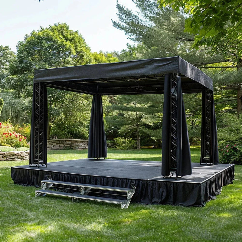 Portable Stage Skirting Polyester Shirred Pleat - Black