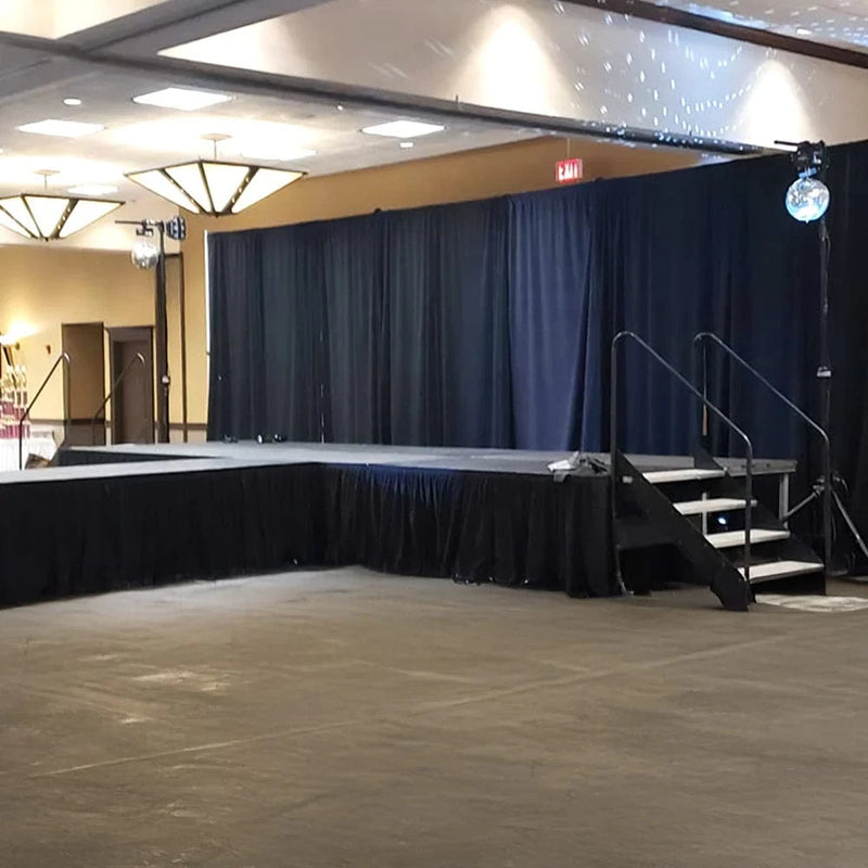 Portable Stage Skirting Polyester Shirred Pleat - Black