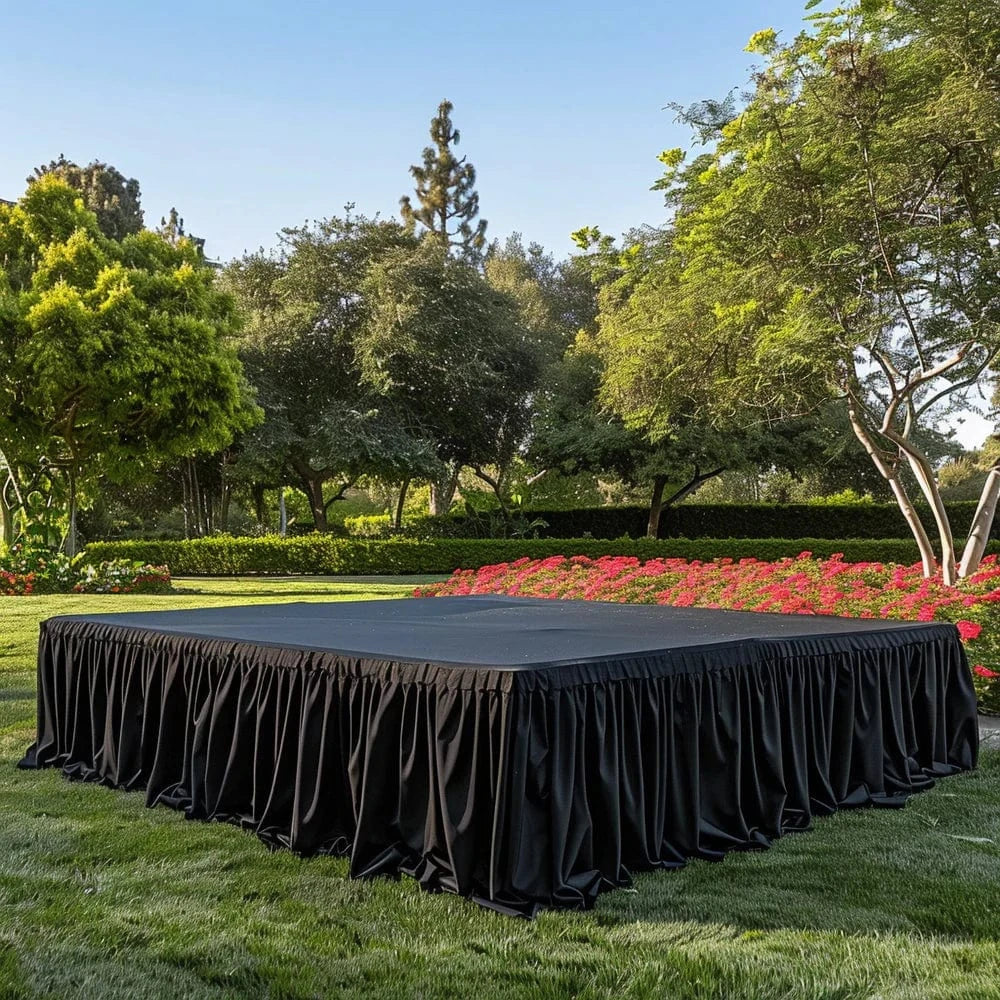 Portable Stage Skirting Polyester Shirred Pleat - Black