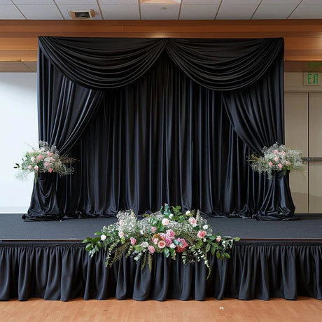 Portable Stage Skirting Polyester Shirred Pleat - Black