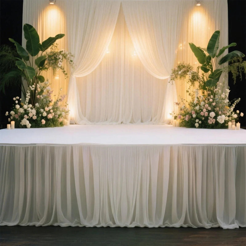 Portable Stage Skirting Polyester Shirred Pleat - Black