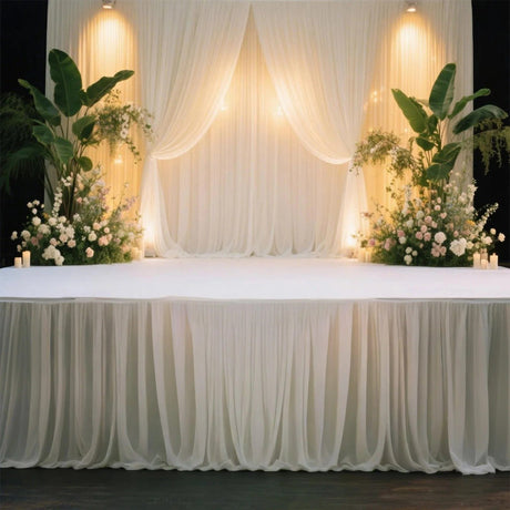 Portable Stage Skirting Polyester Shirred Pleat - Black